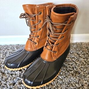 Sporto Arianna Navy & Brown Duck Boots Size 8 Outdoor Hiking Chore Gorpecore